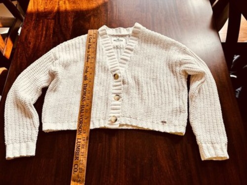 Hollister Cropped Cozy Bulky Knit White Sweater Sz Sm
